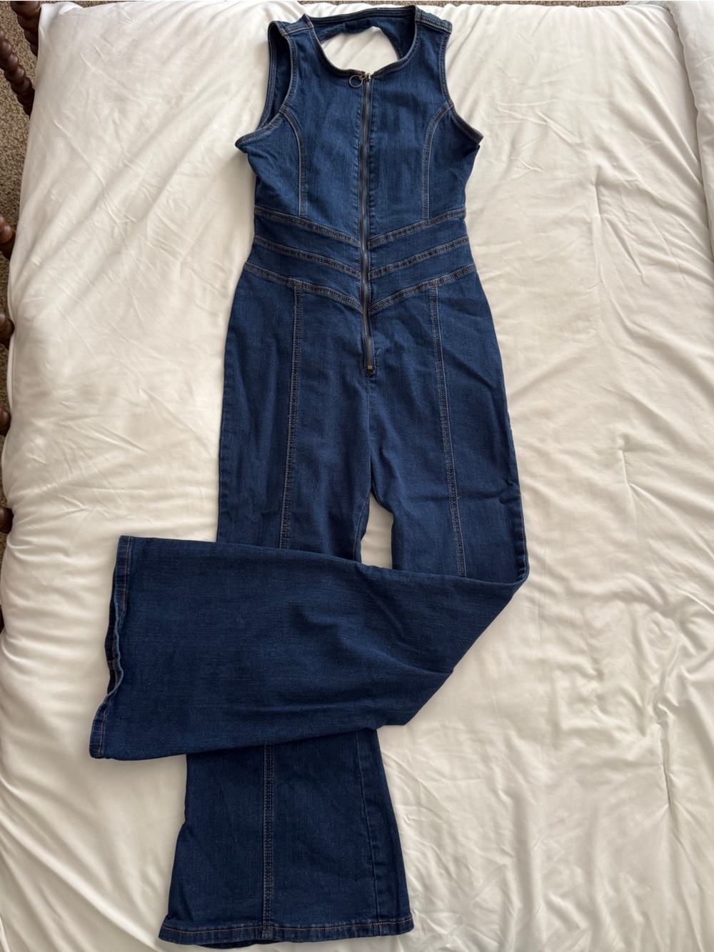 Dark Blue Denim Jumpsuit w/ heart cutout